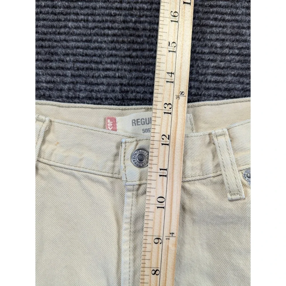 Levi's 505 Regular Fit Jeans Mens 36x32 Off White Denim Cotton Straight Leg